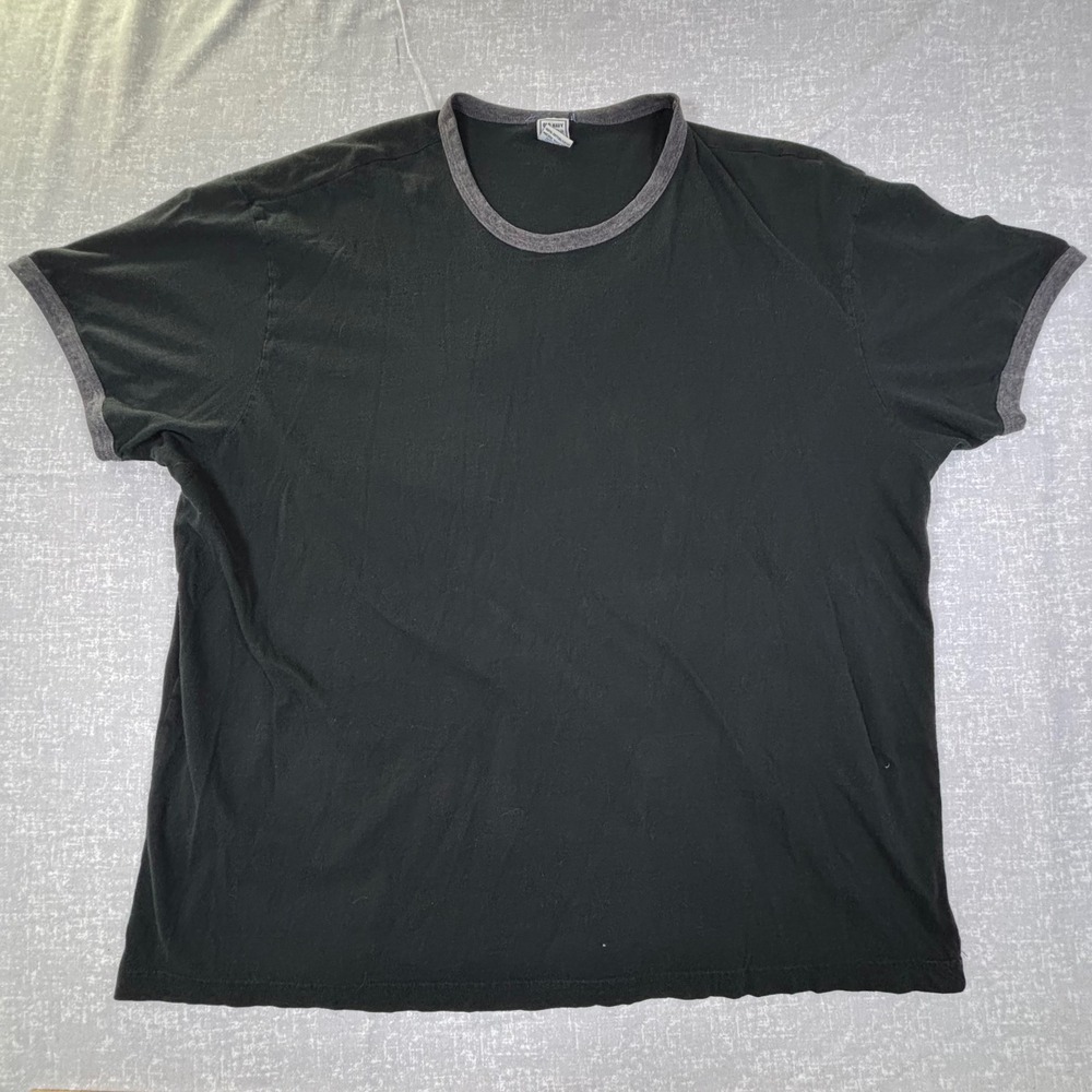 Y2K Old Navy Brand Ringer T-Shirt Mens XXL Black Gray Short Sleeve Cotton Faded